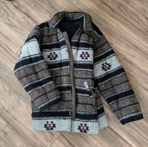 🦙Vintage Raw Wool Aztec Western Coat